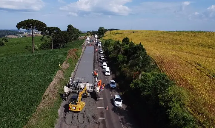 PRC-280 entre Pato Branco e Clevelândia já está recebendo restauração em concreto