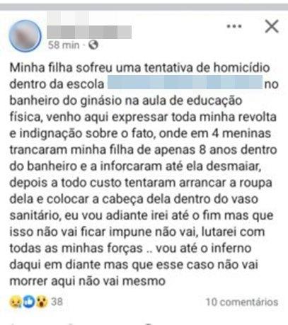 Em Ampére, mãe diz que filha de oito anos sofreu agressão e tortura em escola; caso é investigado